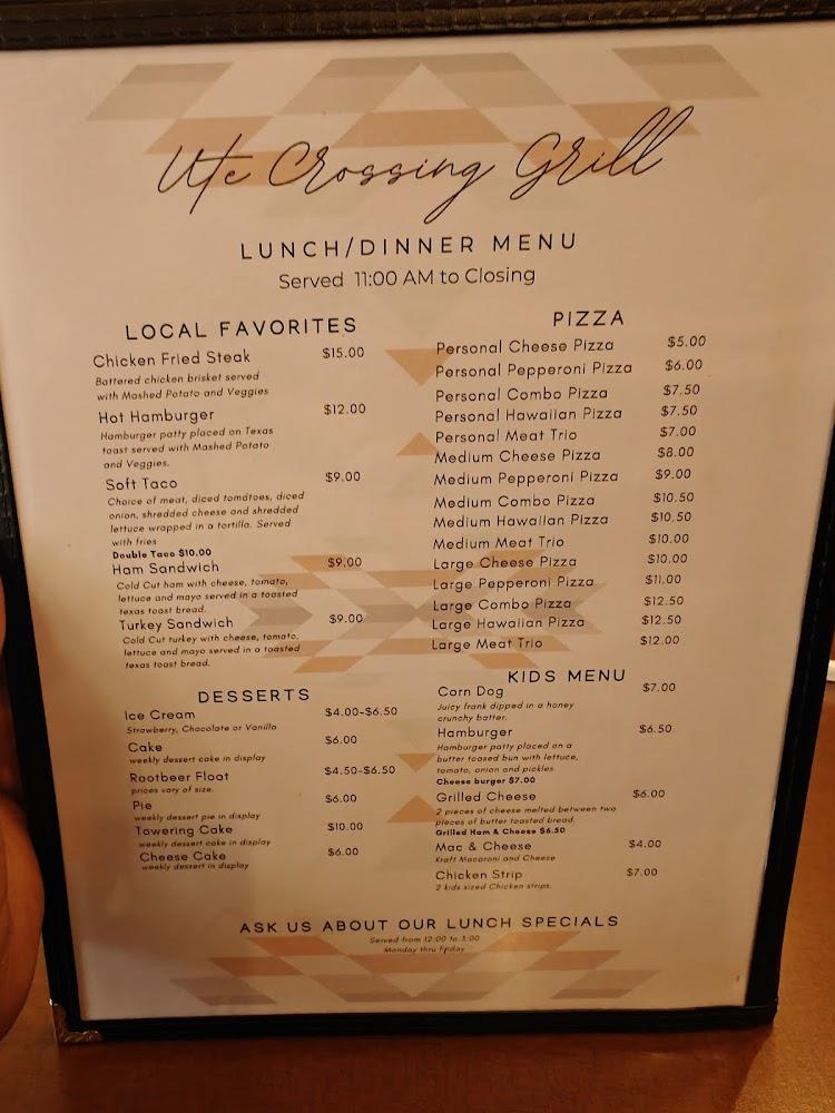 UTE Crossing Grill Menu image 1